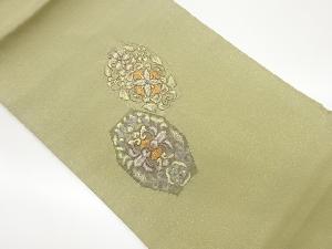 金通し草花模様刺繍名古屋帯